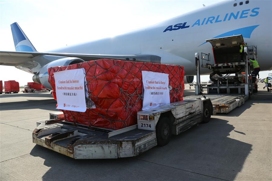 BELGIUM-LIEGE-COVID-19-CHINA-DONATED MASKS-ARRIVAL