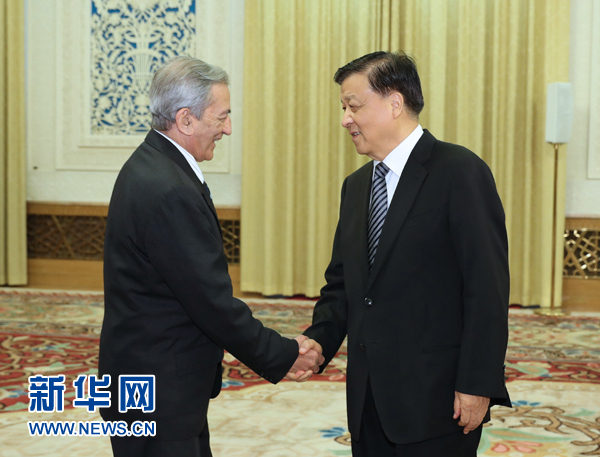 6月21日，中共中央政治局常委、中央書記處書記劉云山在北京會見古共中央書記處書記、國際關(guān)系部部長巴拉格爾率領(lǐng)的古巴共產(chǎn)黨代表團。新華社記者馬占成攝