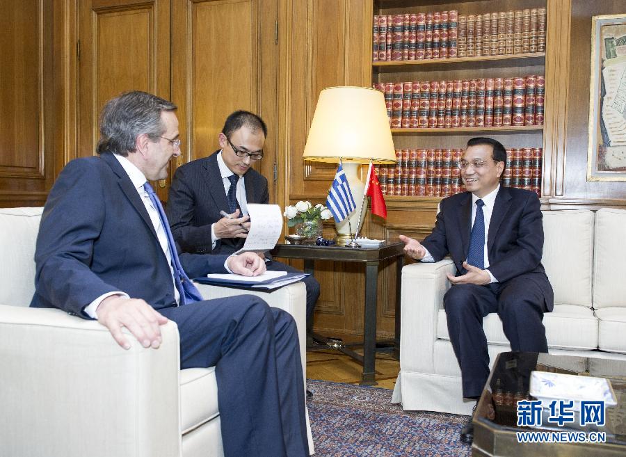 6月19日，國務(wù)院總理李克強在雅典同希臘總理薩馬拉斯舉行會談。新華社記者 王曄 攝