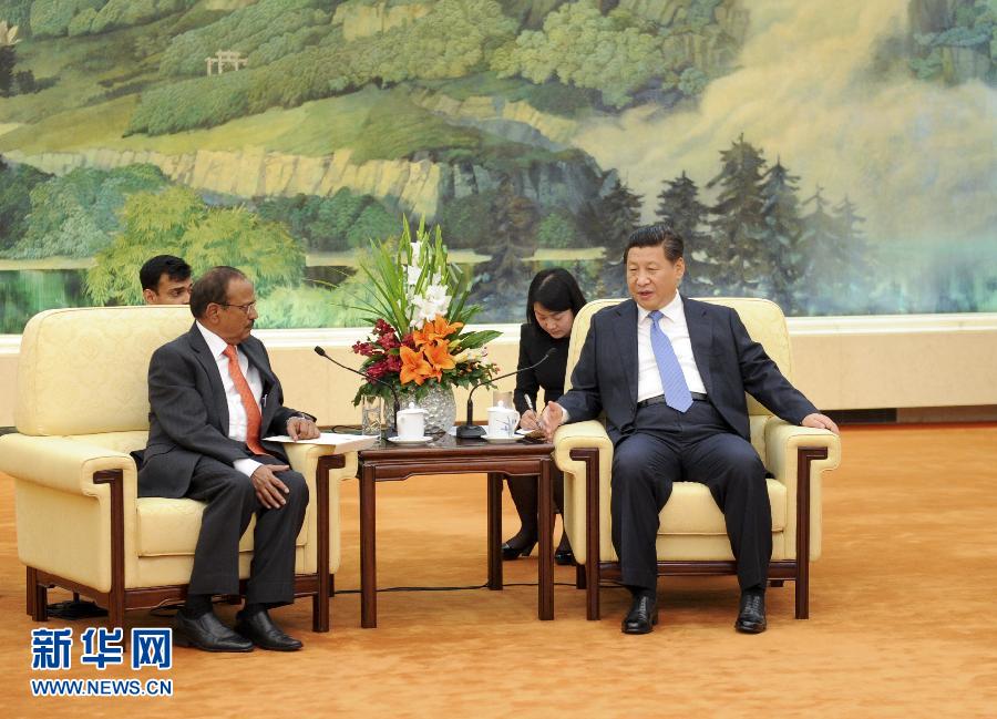 9月9日，國家主席習(xí)近平在北京人民大會堂會見印度總理特使、國家安全顧問多瓦爾。 新華社記者 張鐸 攝