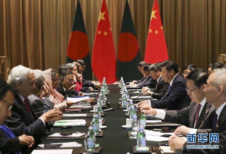 9月26日，國家主席習(xí)近平在紐約會見孟加拉國總理哈西娜。新華社記者蘭紅光攝 