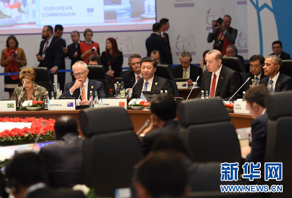 11月15日，國家主席習近平在土耳其安塔利亞出席二十國集團領導人第十次峰會第一階段會議。 新華社記者李學仁攝 