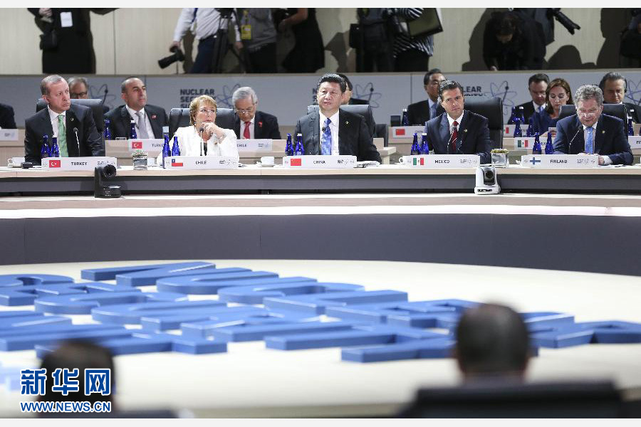 4月1日，第四屆核安全峰會(huì)在美國首都華盛頓舉行。國家主席習(xí)近平出席并發(fā)表題為《加強(qiáng)國際核安全體系，推進(jìn)全球核安全治理》的重要講話。新華社記者蘭紅光攝