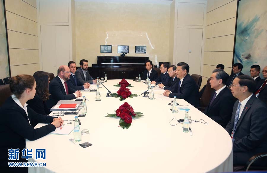 7月6日，國家主席習(xí)近平在柏林會見德國社會民主黨主席舒爾茨。新華社記者 姚大偉 攝